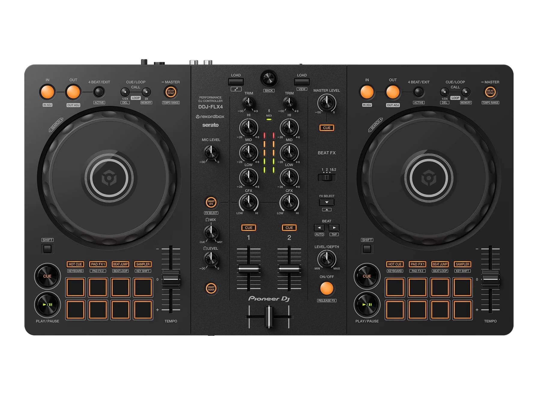 Pioneer DDJ-FLX4 DJ-Controller mit zwei Decks und integriertem Mischpult